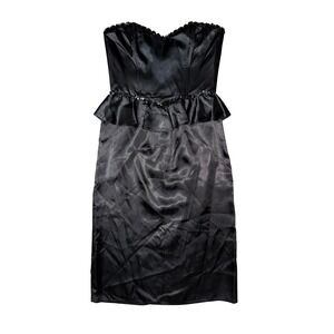 Vintage 80s Gunne Sax Black Satin Dress Whimsigoth Party Evening Romantic